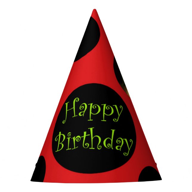 Ladybug Birthday Party Hat (Front)