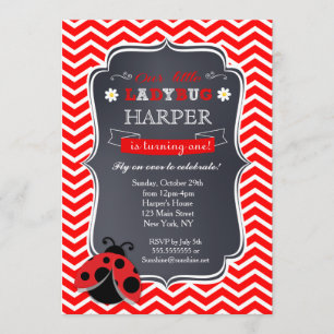 Ladybug Birthday Party Invitations
