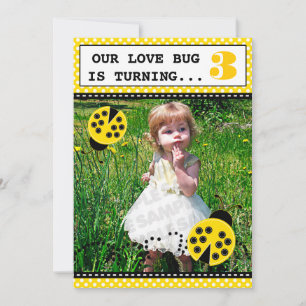 Ladybug Birthday Party Photo Invitations