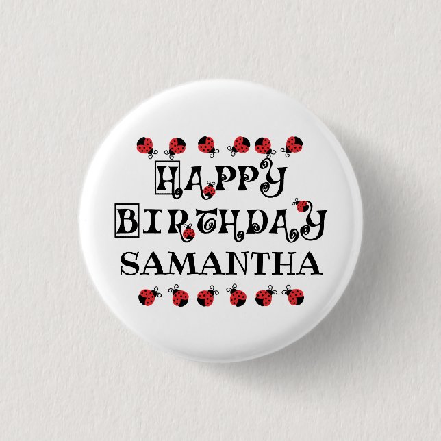 Ladybug Birthday Personalized 3 Cm Round Badge (Front)