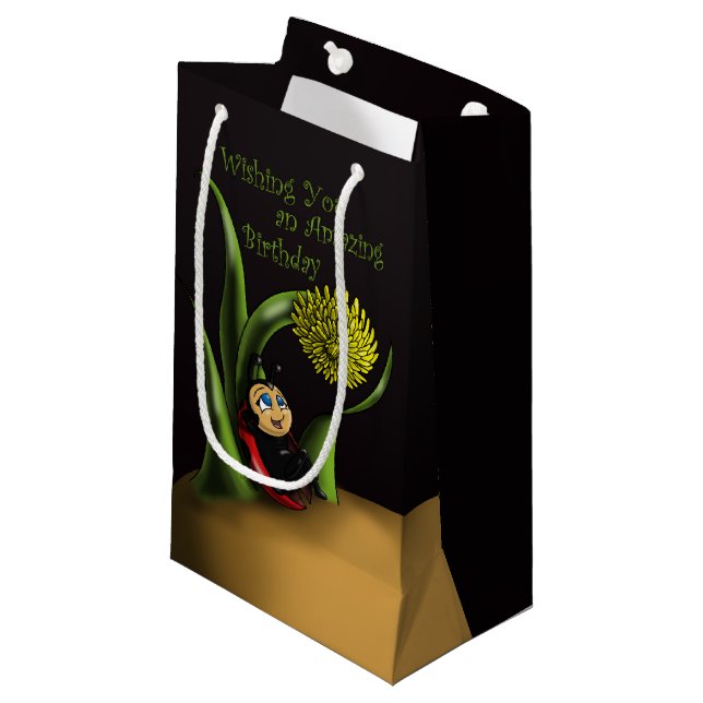 Ladybug Birthday Small Gift Bag (Front Angled)