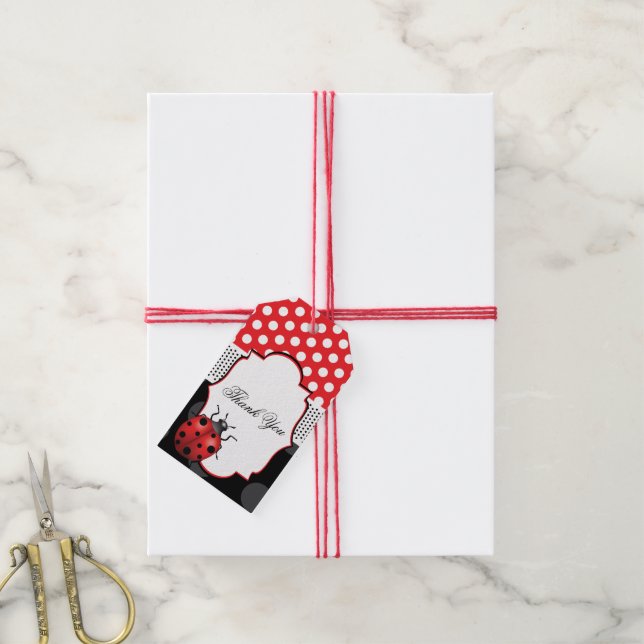 Ladybug Birthday Thank you Gift Tags (With Twine)