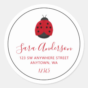 Ladybug Black Border Return Address Classic Round Sticker