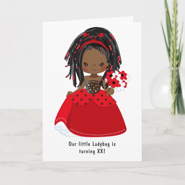 Ladybug Black Princess Fairy Tale Birthday Party Invitation (Front)