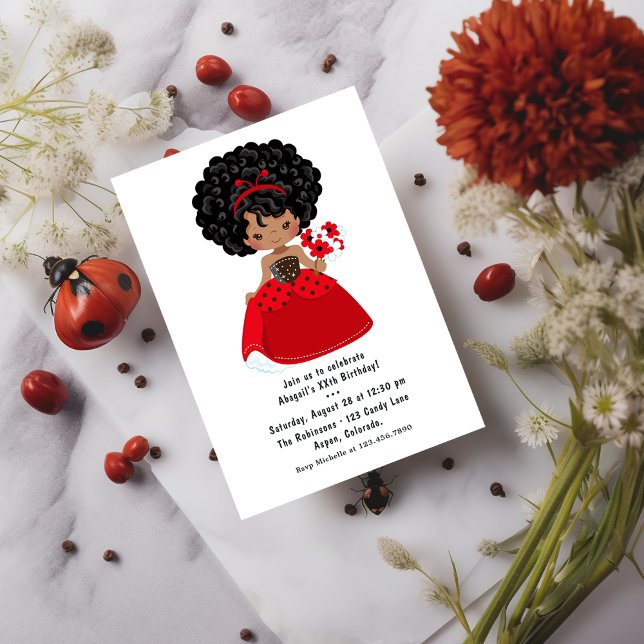 Ladybug Black Princess Fairy Tale Birthday Party Invitation (Creator Uploaded)