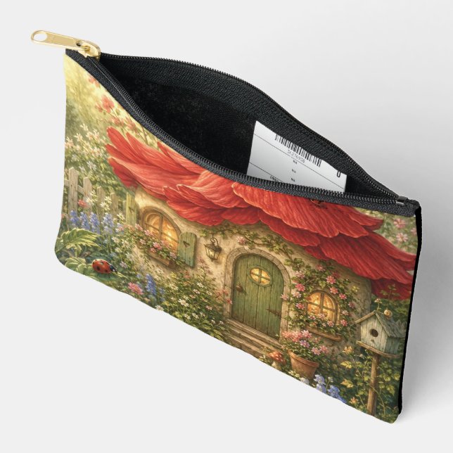 Ladybug Blossom Cottage Accessory Pouch (Open)