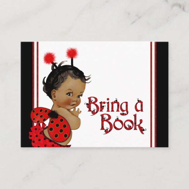 Ladybug Bring a Book Cards African American Girl (Front)