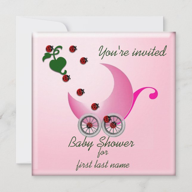 Ladybug Bug-gy Invitation (Front)