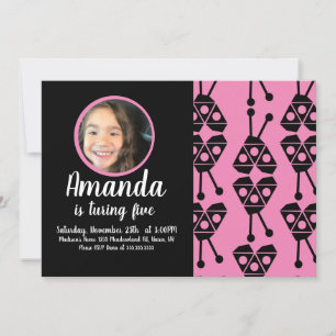 Ladybug Bug Insect Geometrical Birthday Party Pink Invitation