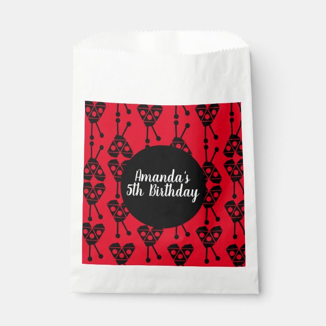Ladybug Bug Insect Geometrical Birthday Party Red  Favour Bags (Front)