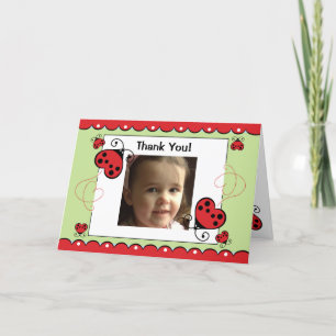 Ladybug Bug PHOTO Thank You for Coming to Party Card