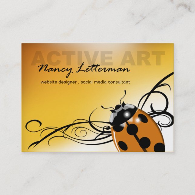 Ladybug Business Card template | orange yellow (Front)