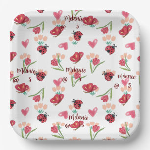 Ladybug, Butterfly and Tulip Heart Pattern Paper Plate