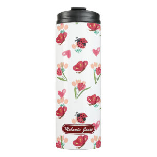 Ladybug, Butterfly and Tulip Heart Pattern Thermal Tumbler