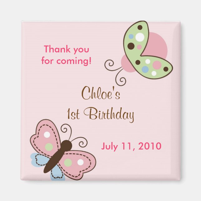 Ladybug Butterfly Birthday Favour Magnets (Front)