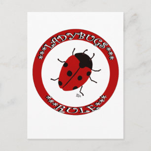 Ladybug button postcard