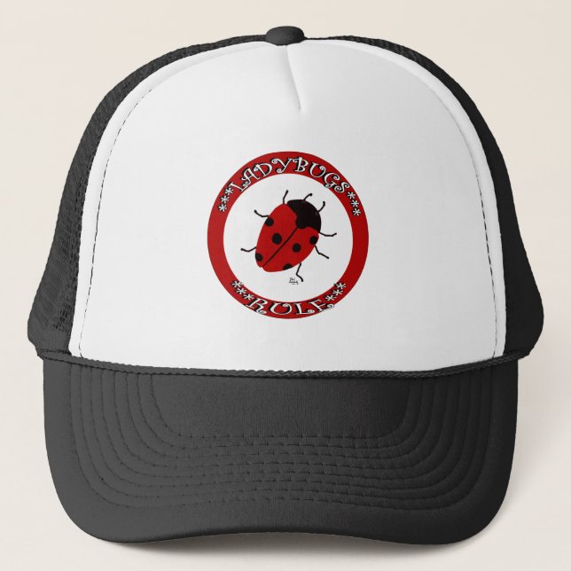 Ladybug button trucker hat (Front)