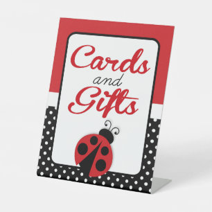 Ladybug Cards & Gifts Birthday or Baby Shower Pedestal Sign