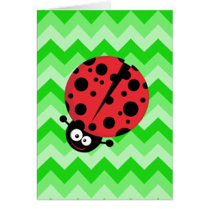 Ladybug Cartoon on Green Zigzag