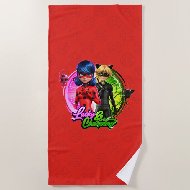 Ladybug & Cat Noir | Lucky & Charming Beach Towel (Front)