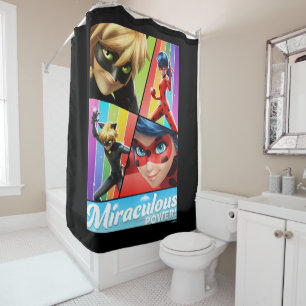 Ladybug & Cat Noir   Miraculous Power! Shower Curtain