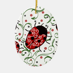 Ladybug Ceramic Tree Decoration