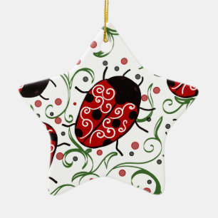 Ladybug Ceramic Tree Decoration