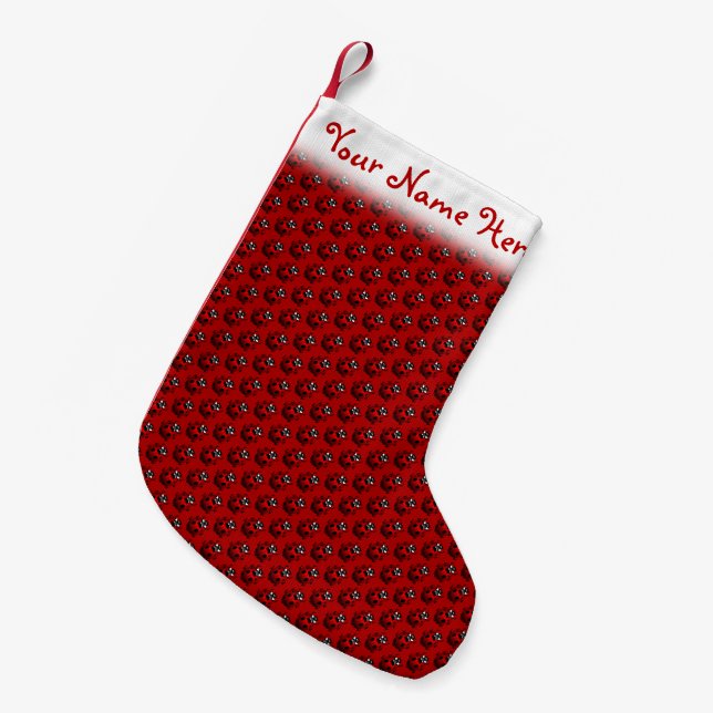 Ladybug Christmas Stocking Personalised Ladybird (Front (Hanging))