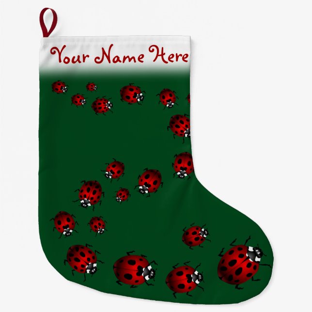 Ladybug Christmas Stocking Personalised Ladybird (Front)
