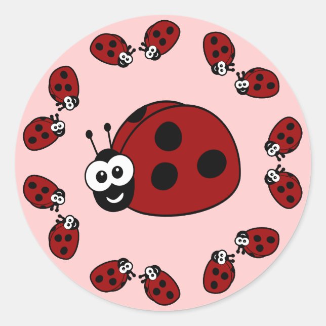 Ladybug Circle Classic Round Sticker (Front)