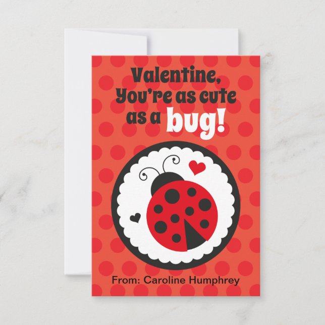 Ladybug Classroom Valentine Cards for Kids (Front)