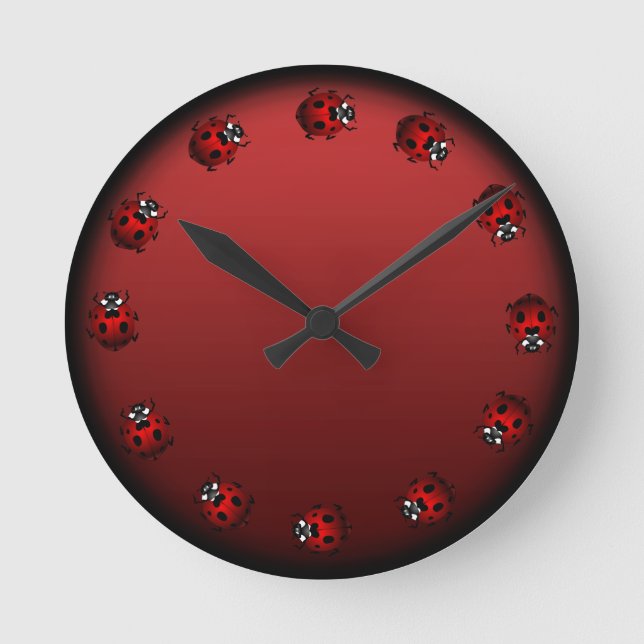 Ladybug Clock Cute Ladybug Ladybird Bug Wall Clock (Front)