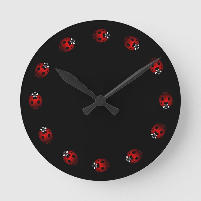 Ladybug Clock Cute Ladybug Ladybird Bug Wall Clock (Front)