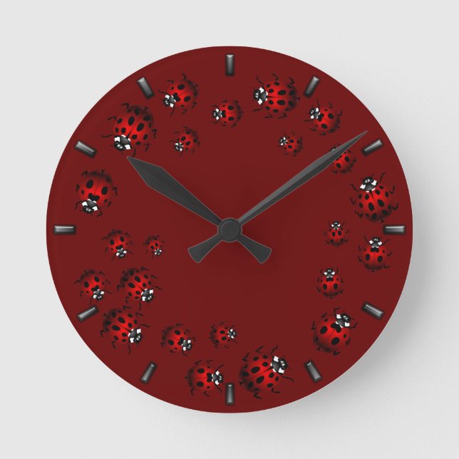 Ladybug Clock Cute Ladybug Ladybird Bug Wall Clock (Front)