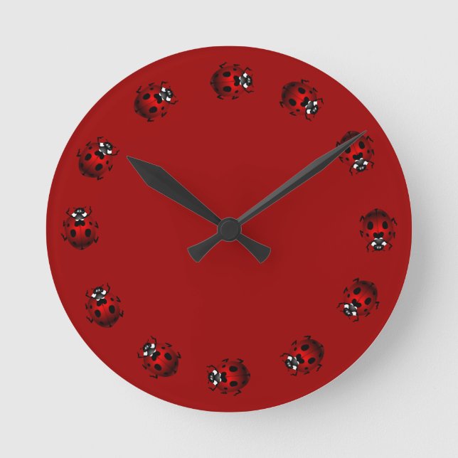 Ladybug Clock Cute Ladybug Ladybird Bug Wall Clock (Front)
