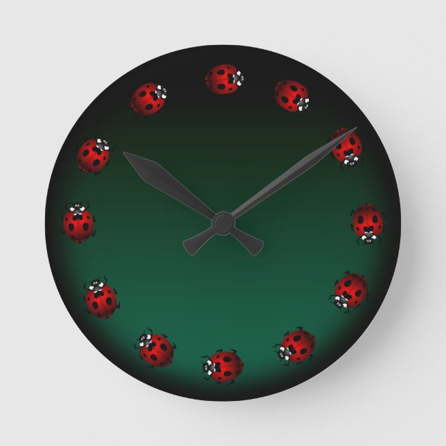 Ladybug Clock Cute Ladybug Ladybird Bug Wall Clock (Front)