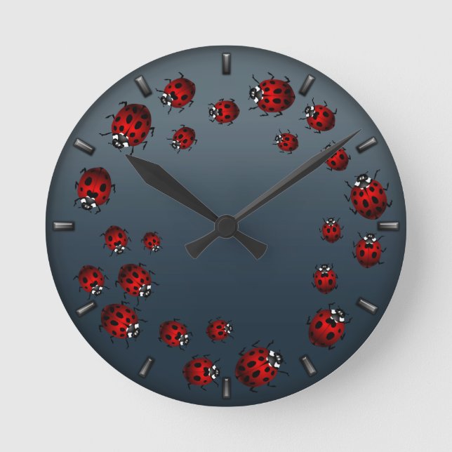 Ladybug Clock Cute Ladybug Ladybird Bug Wall Clock (Front)