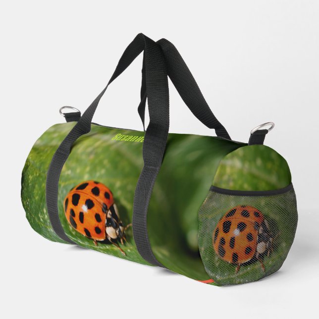 Ladybug Close Up Personalised  Duffle Bag (Right Corner)