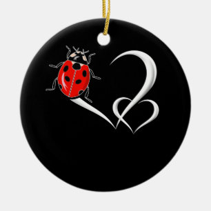 Ladybug Collecting Beetles Bug Heart Ladybird Ceramic Tree Decoration