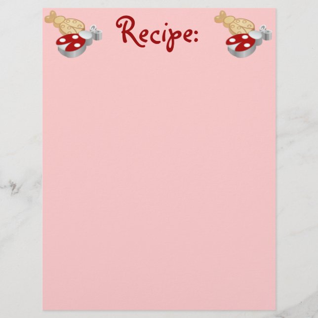 Ladybug Cookie Recipe Paper (Front)