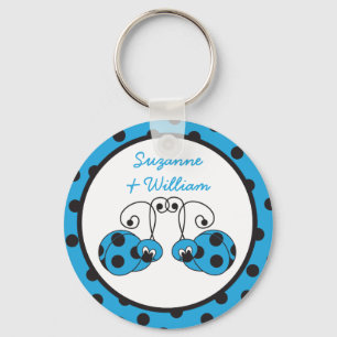 Ladybug Couple Blue Keychain