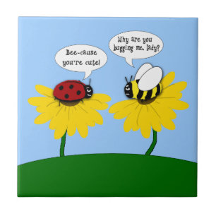 Ladybug Crush on Bumble Bee Ceramic Tile