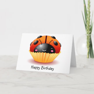 Ladybug Cupcake Birthday Card