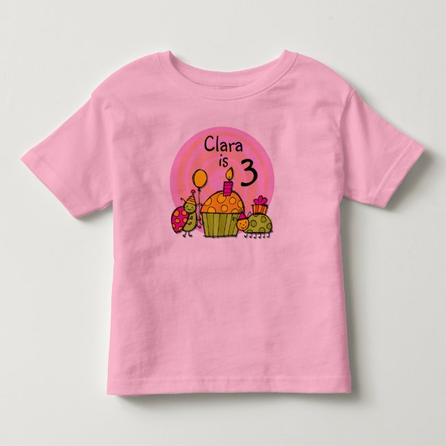 Ladybug Cupcake Customisable Birthday T-shirt (Front)