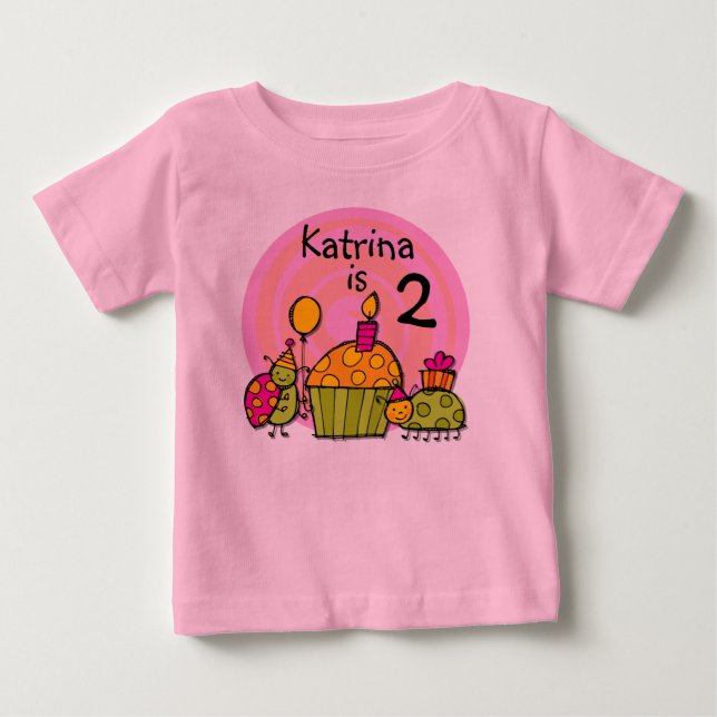 Ladybug Cupcake Customisable Birthday T-shirt (Front)