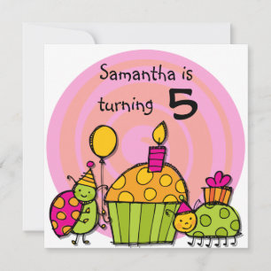 Ladybug Cupcake  Customised Birthday Invitations