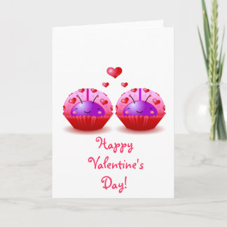 Ladybug Cupcake Valentine Holiday Card