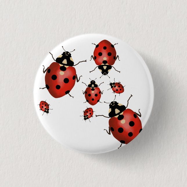 Ladybug Cute Hand-Drawn Red and Black 3 Cm Round Badge (Front)