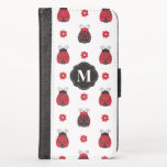 Ladybug Cute Red Black Monogram Case<br><div class="desc">Cover your new iPhone with this beautiful, trendy, ladybug pattern case. It is decorated with a floral ladybug pattern on a white background and your initial monogram in the middle. A monogram template has been added so you can personalize this case with your name and initial. Designed for you by...</div>