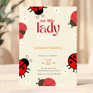 Ladybug Daisy Birthday Invitation Little Bug Party